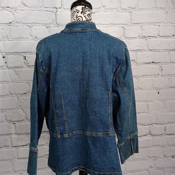 Denim 24/7 women's long sleeve zip front jacket floral stitch sz 22 stretch b3 - Picture 11 of 11